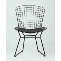 Стул обеденный Bertoia черный с черной подушкой