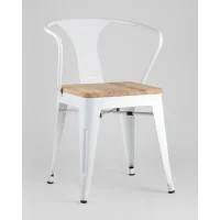 Стул TOLIX ARM WOOD с подлокотниками белый