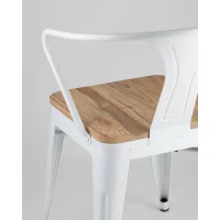 Стул TOLIX ARM WOOD с подлокотниками белый