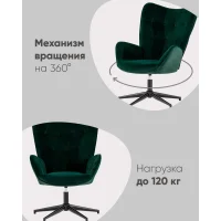 Кресло Филадельфия велюр изумрудный ножка черная
