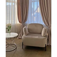 Кресло Кэнди с подлокотниками велюр серо-бежевый