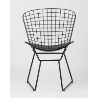 Стул обеденный Bertoia черный с черной подушкой 4 шт
