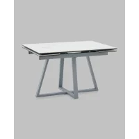 Стол Керас 120-180/80/75 столешница МДФ16/керамика Snow white подстолье металл серый