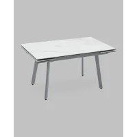 Стол Тайл 140-200/85/75 столешница Snow white подстолье металл серый