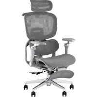 Кресло офисное TopChairs Prodigy с оттоманкой серый