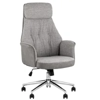 Кресло офисное TopChairs Neoma светло-серый экокожа ткань