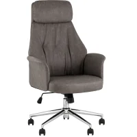 Кресло офисное TopChairs Neoma серый экокожа