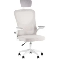Кресло офисное TopChairs Core серый с подголовником пластик белый