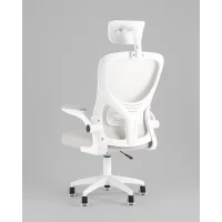 Кресло офисное TopChairs Core серый с подголовником пластик белый