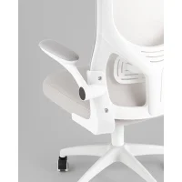 Кресло офисное TopChairs Core серый с подголовником пластик белый