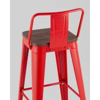 Стул барный TOLIX со спинкой красный глянцевый + темное дерево KD