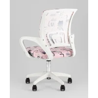 Кресло офисное TopChairs Simple SN Junior принт Pink Cats пластик белый