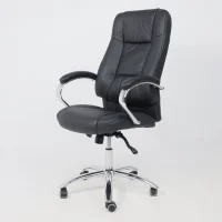 Кресло поворотное King, чёрный, натуральная кожа