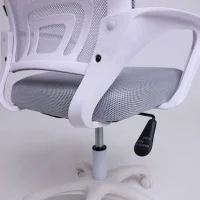 Кресло рабочее, поворотное RICCI NEW, white, ткань/сетка, светло-серый