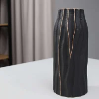 Ваза керамическая WOOD, черный, 9,5*9,5*20см