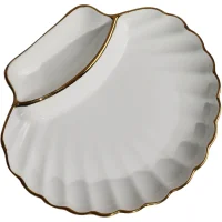 Блюдо фигурное MOONSHINE, керамика, белый+золото, 22*20*3см