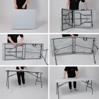 Стол садовый складной, белый, hdpe-пластик, длина 180 см