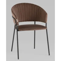 Стул Бруно велюр коричневый опора черный муар