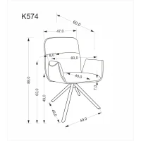 Стул HALMAR K574 серый/черный, поворотный