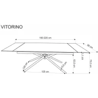 Стол обеденный HALMAR VITORINO белый мрамор/черный 160-220/90