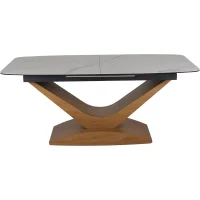 Стол обеденный SIGNAL DOLCE Ceramic Statuario Venato белый/дуб 180-240/95