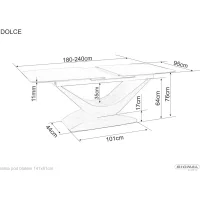 Стол обеденный SIGNAL DOLCE Ceramic Statuario Venato белый/дуб 180-240/95