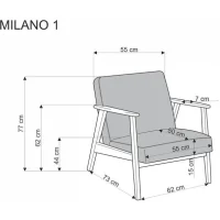 Кресло HALMAR MILANO 1S tap. Castel 15 бежевый/орех