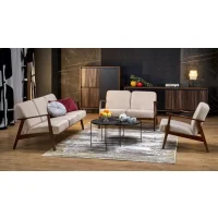 Кресло HALMAR MILANO 1S tap. Castel 15 бежевый/орех
