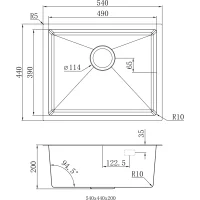 Кухонная мойка из нержавейки BLANTEK LS-5444S Brushed