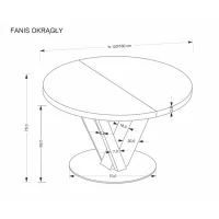 Стол обеденный HALMAR FANIS OKRAGLY натуральный/черный 120-160/120