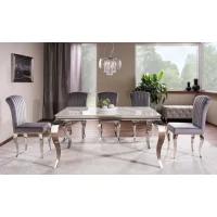 Стол обеденный SIGNAL PRINCE Ceramic Calacatta белый/хром 180/90