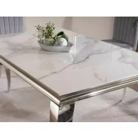 Стол обеденный SIGNAL PRINCE Ceramic Calacatta белый/хром 180/90