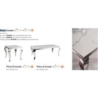 Стол обеденный SIGNAL PRINCE Ceramic Calacatta белый/хром 180/90