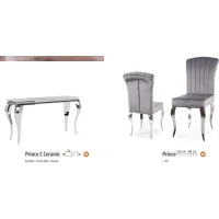 Стол обеденный SIGNAL PRINCE Ceramic Calacatta белый/хром 180/90