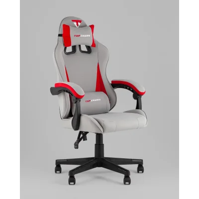 Кресло спортивное TopChairs Phantom ткань серо-красный — фото 2
