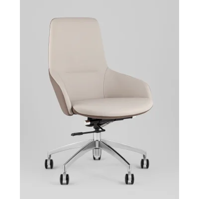 Кресло офисное TopChairs Soulo светло-серый, коричневый — фото 2