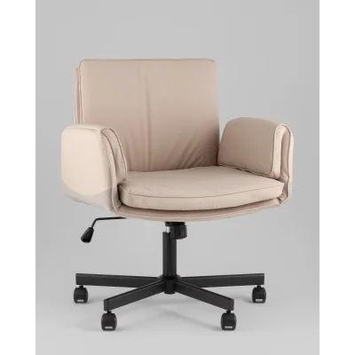 Кресло офисное TopChairs Foldo с откидными подлокотниками бежевое — фото 2