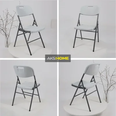 Стул садовый складной со спинкой, белый, hdpe-пластик — фото 2
