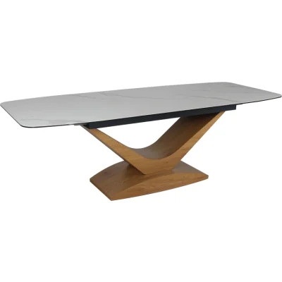 Стол обеденный SIGNAL DOLCE Ceramic Statuario Venato белый/дуб 180-240/95