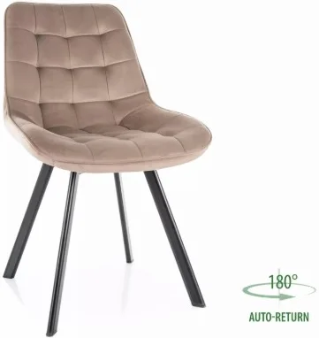 Стул SIGNAL MONTI Velvet Bluvel 40 темно-бежевый/черный, поворотный