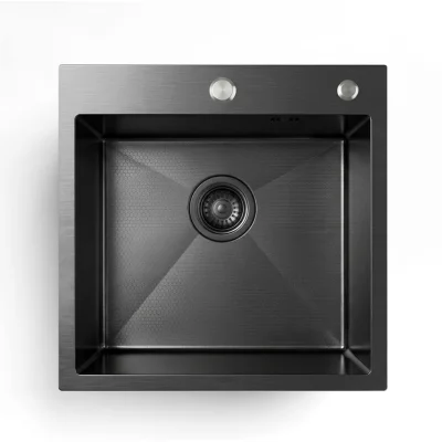 Кухонная мойка из нержавейки BLANTEK FS-5050HN Honeycomb Nano black ECO
