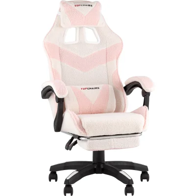 Кресло спортивное TopChairs MG-7019 букле бело-розовый