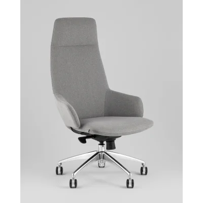 Кресло руководителя TopChairs Bow в ткани серый — фото 2