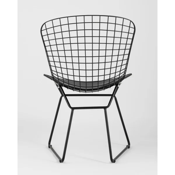 Стул обеденный Bertoia черный с черной подушкой