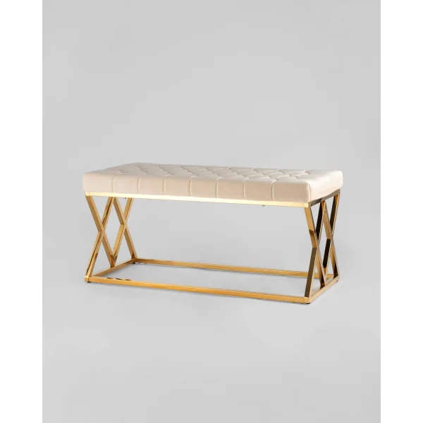 Банкетка ИНСИГНИЯ велюр бежевый сталь золото