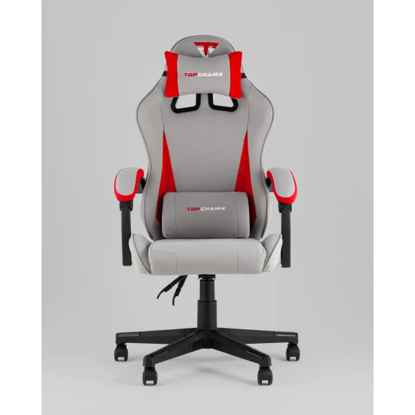 Кресло спортивное TopChairs Phantom ткань серо-красный