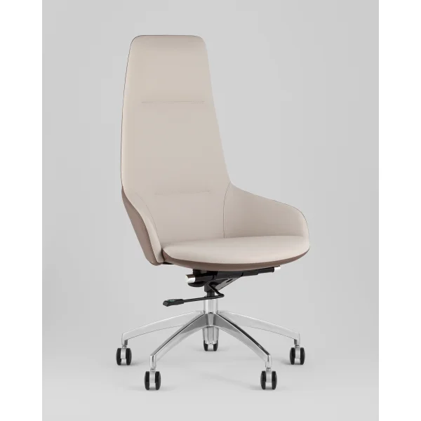Кресло руководителя TopChairs Soulo светло-серый, коричневый