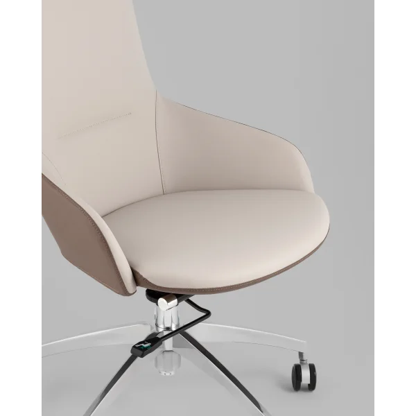 Кресло руководителя TopChairs Soulo светло-серый, коричневый