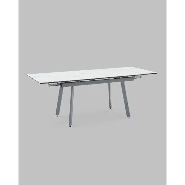 Стол Тайл 140-200/85/75 столешница Snow white подстолье металл серый