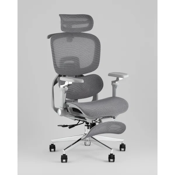 Кресло офисное TopChairs Prodigy с оттоманкой серый